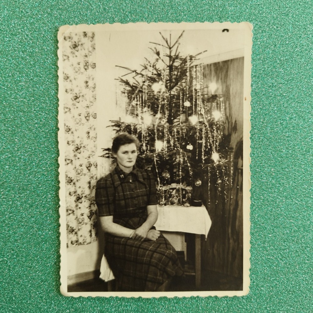 Alt Foto Antik Vintage Weihnachten Frau Woman Weihnachtsbaum Christmas old Photo