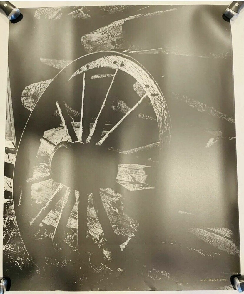 William Helvey Open Ed Fine Art Photography Print COA 1973 Wooden Wagon Wheel