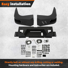 Rear Bumper 3Pcs Compatible with 2010-2024 Dodge Ram 2500 3500 W/ 2 18W LED Ligh