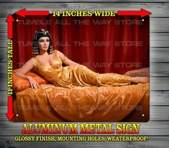Sexy Cleopatra 1963 Elizabeth Taylor Full Metal Sign Wall Art 14″ x 11″