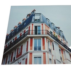 Vintage Photo Quality 30″ x 20″ Balcony European Rod Iron Railing Building Art