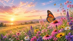 Digital Image Picture Photo Pic Wallpaper Background Butterflies Meadow Flowers
