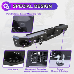 Rear Bumper for 2009-2018 Dodge Ram 1500 | 2019-2024 RAM 1500 Classic Heavy Duty