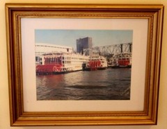 Riverboats Original Art Photograph of Cincinnati River Boat Signed Custom Framed