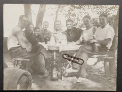 Photo Berliner Kindl bottle light beer men campsite enamel woman Brandenburg