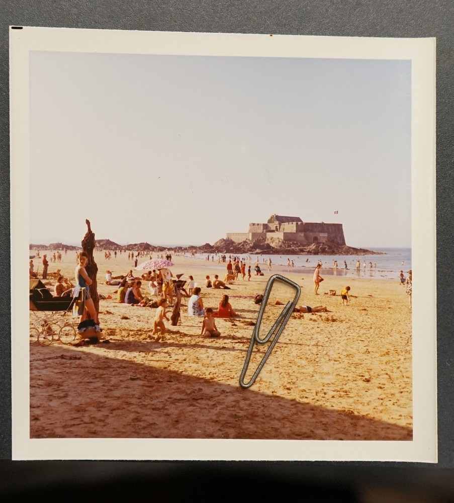 Photo View Saint Malo Brittany Beach Swimwear Color 1971 Picture Castle Fort Old