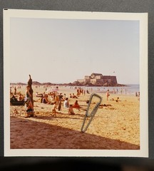 Photo View Saint Malo Brittany Beach Swimwear Color 1971 Picture Castle Fort Old