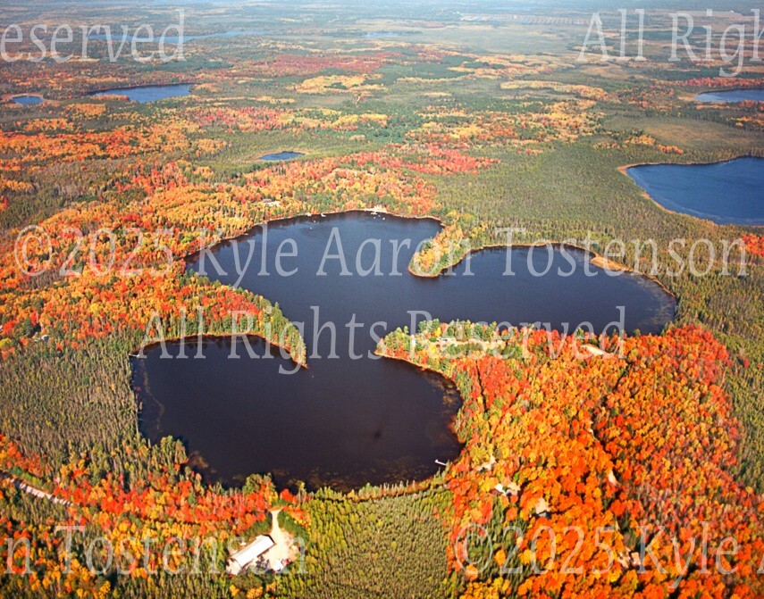 Spider Lake, Newbold, Wisconsin (Oneida County) Overhead Photo. Frame Optional.