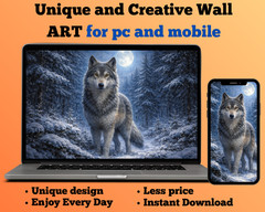 Wolf AI created digital art wallpaper image picture background for pc & mobile