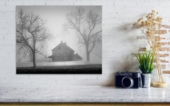 Morning Fog Moody Gettysburg Pennsylvania Black and White Photography Art Print