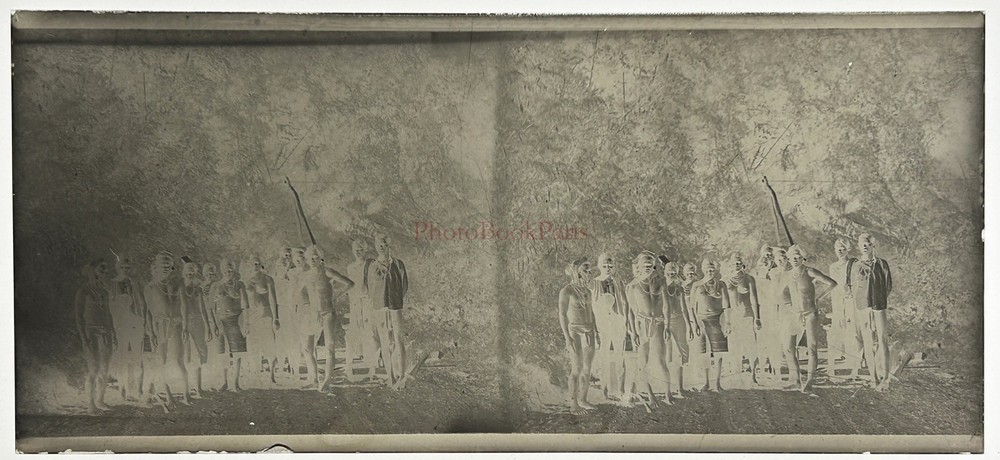 Vietnam Tonkin Population Native c1920 Photo Negative Glasses Vintage §n3