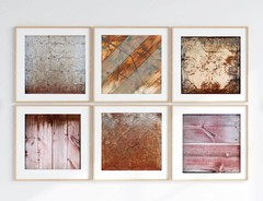 Set of SIX – Wooden Barn Reclaimed Wood Tin Abstract Fine Art Photography Print