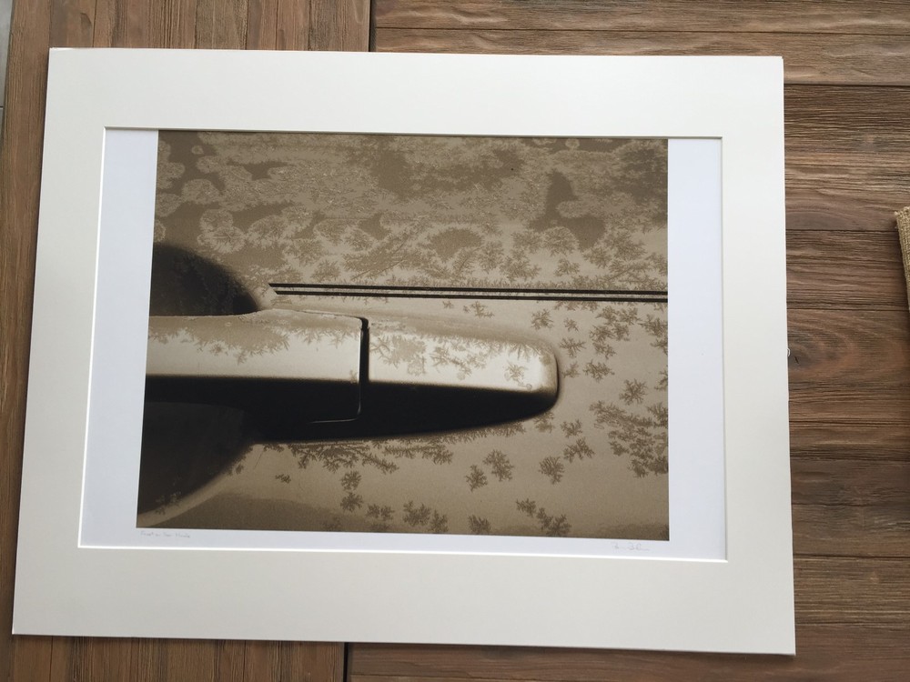 BRUCE BLUM SIGNED Sepia Toned Photo Print (19″X 15 «)-«Frost on Door Handle «