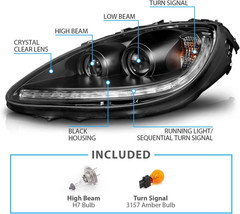 for 2005 06-2013 Chevy Corvette C6 Switchback+Sequential LED DRL Black Projector