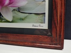 Lotus Flower Signed Photograph On Metallic Paper in Custom Hand Made Oak Frame