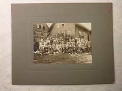 Old Photo Children Girl Boys Group Photo Village Old Home Timber Frame 1900-1940