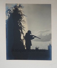 Hunter with rifle silhouette antique art photo by Russell S. Kramer