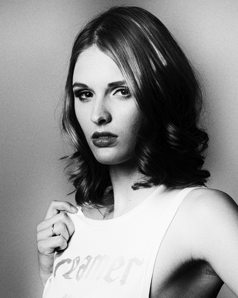 Portrait of a model B&W art photograph