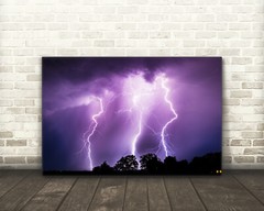 Lightning photography print purple nature picture weather wall art photo decor