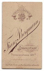 Photograph F. Bergmann, Ingolstadt, Theresienstraße 329 II, young child with bed