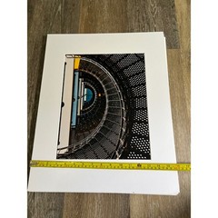 Industrial Spiral Staircase Art Photograph 16×20 Black Yellow Architectural