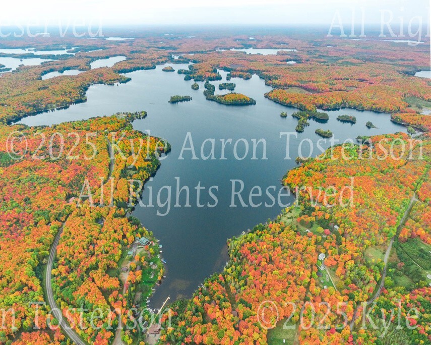 Thousand Island, Cisco Chain, Watersmeet, U.P. MI, Aerial Photo. Frame Optional.