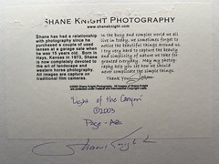 2003 Shane Knight Photogragh «Light of the Canyon»/matted/signed photograph