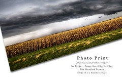 Storm Photography Print – Picture of Thunderstorm Over Corn Field in Kansas