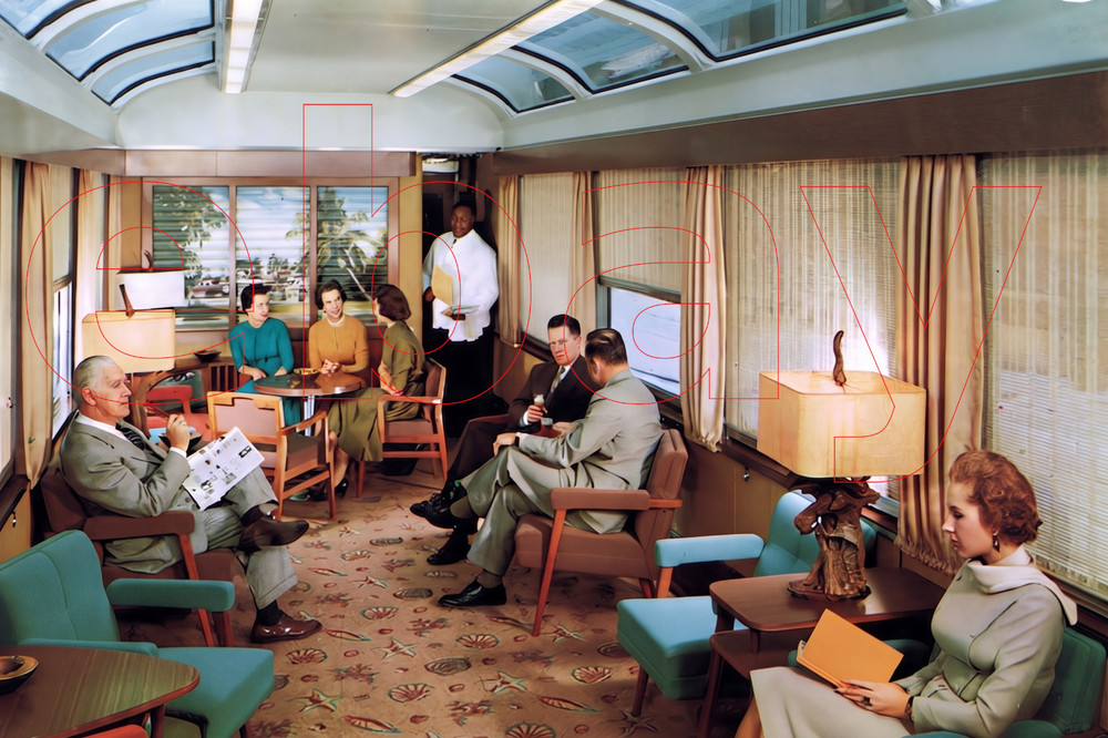 Photo Art Print of the interior of a Sun Lounge on the Seaboard Air Line 1957