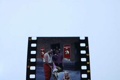 Great Old Colour Slide – Two Men with Pram – Schultheiss Beer Advertising