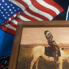 VTG Edward Curtis Native American Handmade Oasis Of The Badlands Wooden Box