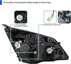 JDM Chrome LED Projector Headlights Compatible with 2007-2011 Honda CR-V, Left +