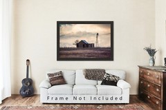 Country Photography Print – Picture of Abandoned House and Windmill in Oklahoma