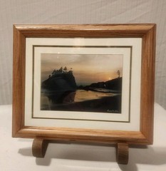 Signed King Wu LaPush, WA Second Beach Sunset Print 5×7 In 9×11 Frame