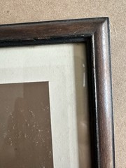 Antique Walnut & Black Picture Frame with Portrait Photo Signed Johnston Studio