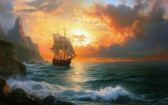 Amazing digital wallpaper of a ship at sea (2560×1600)