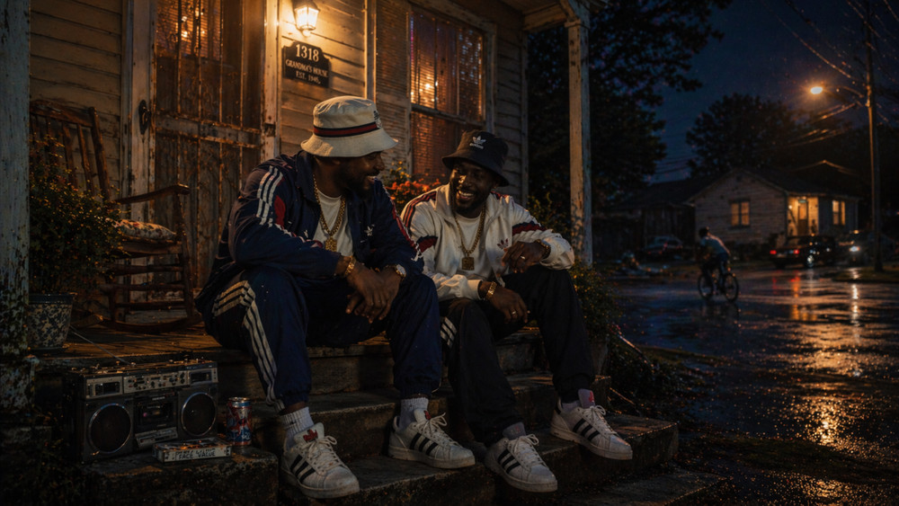Black Southern Porch Scene 1990s Vintage Culture Digital Art Download