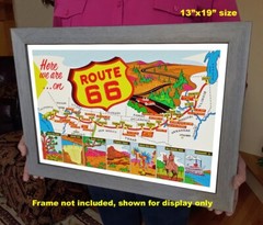 1950s Route 66 U.S. Map Colorful Vintage Poster