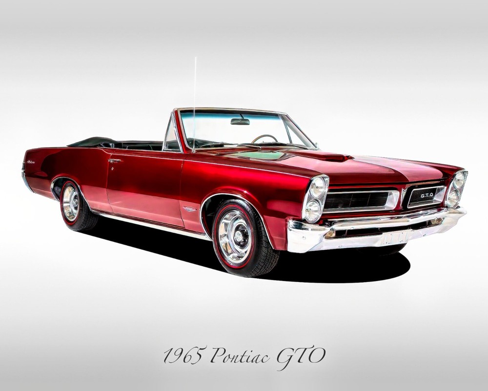 Classic Cars – 1965 Pontiac GTO Convertible – Red – Print