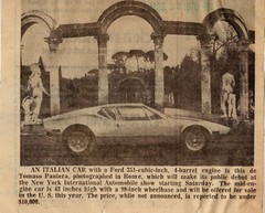 22×16 Original Vintage Press Photo 1970 De Tomaso Pantera photo