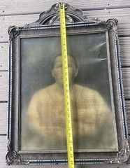 Antique Victorian Portrait Print Woman Ornate Frame Glass 27×19 Funeral Creepy