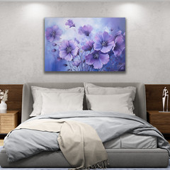 Flowers Painting, Floral Canvas, Purple Flowers Oil Painting, Vintage Flower Art