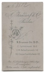 Photograph A. Jandorf, Berlin, Brunnenstr. 19-21, Portrait Brunette Beauty i