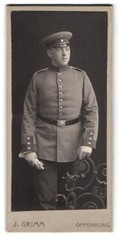 Photograph J. Grimm, Offenburg, young soldier in uniform with gloves in the