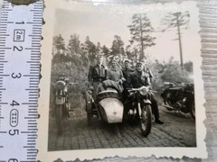 Photo Motorcycle BMW R51 with side walls 1951, Pößneck Thuringia, Original GDR (T)
