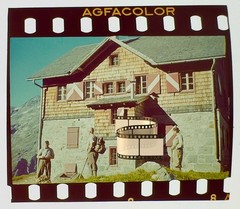 Original Agfacolor Colour Slide 3.5x4cm – Refuge Mountain Hut in the Alps – 1938
