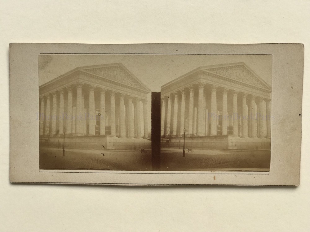 Paris Church De La Madeleine Photo Stereo Vintage Album c1858