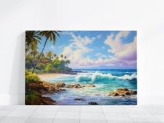 Hawaii Beach Ocean Painting, Hawaii Watercolor Painting Kauai Maui Honolulu Art