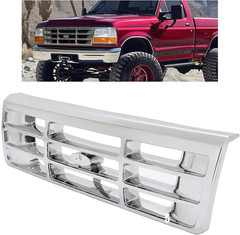 Front Grille Grill Compatible with 1992-1997 Ford Bronco F-150 F-250 HD F-350 Bu