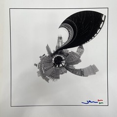 Jason Dorley-Brown NYC Brooklyn Bridge in a Spiral Hole Art Print Signed 2017